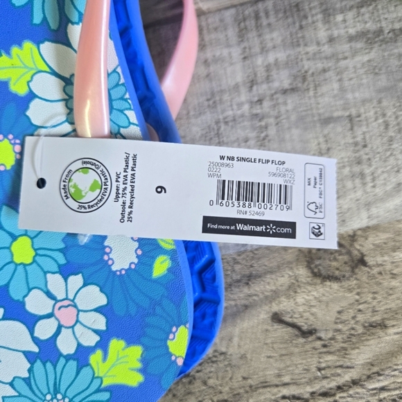 NOBO | NWT Thong Style Flip Flops in Blue Floral sz 9 - Picture 4 of 5